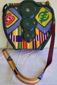 Adinkra print with gold glitter handbag