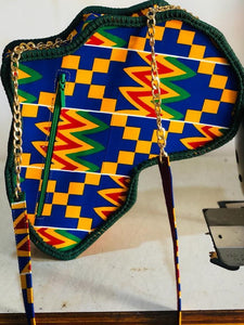 Kente print map of Africa handbag