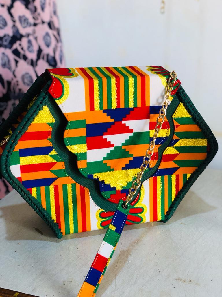 Kente print handbag