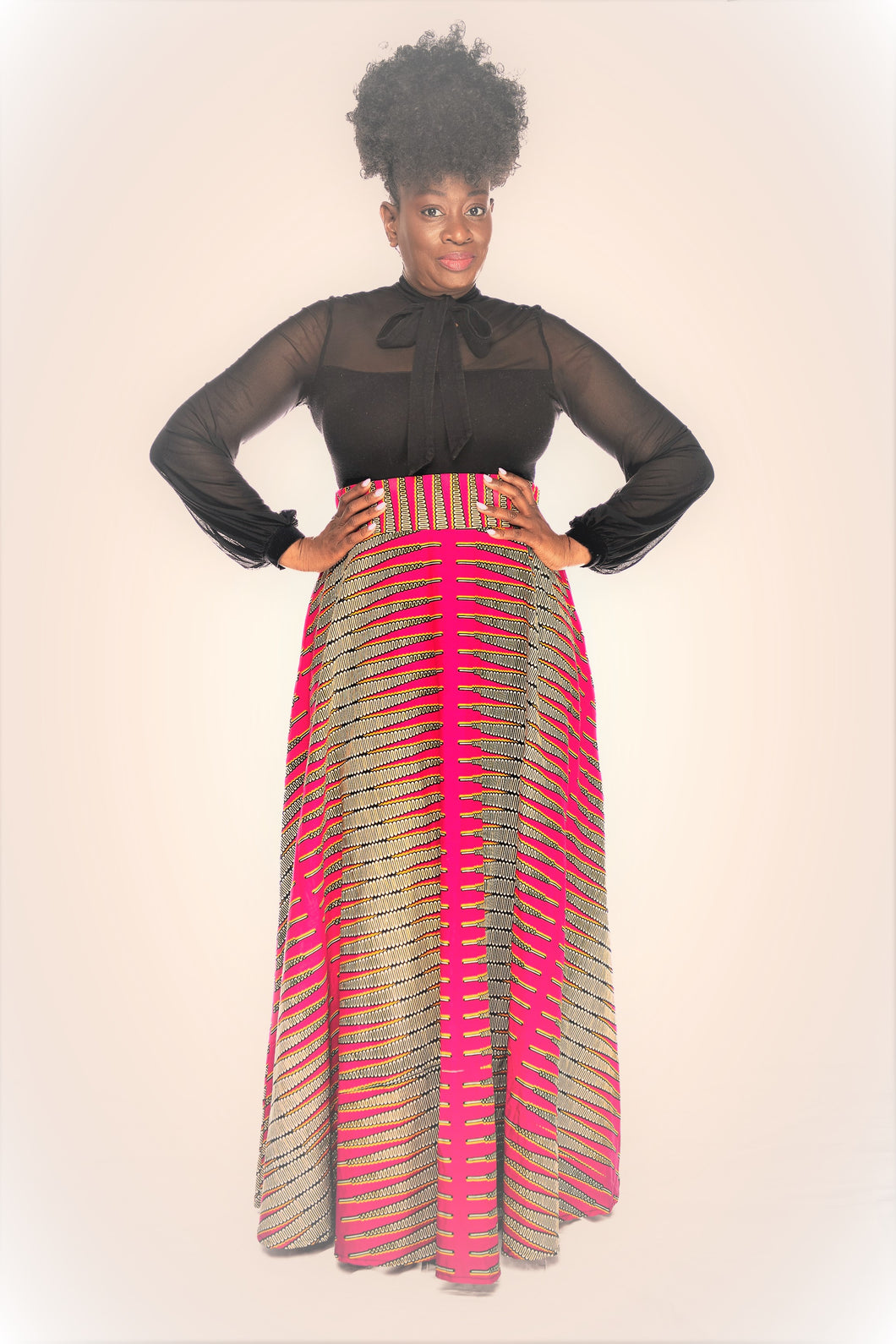 Pink and Gold Maxi Skirt
