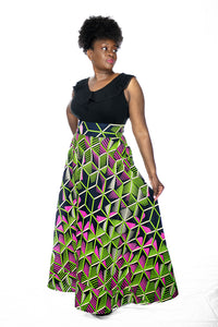 Pink and green maxi skirt