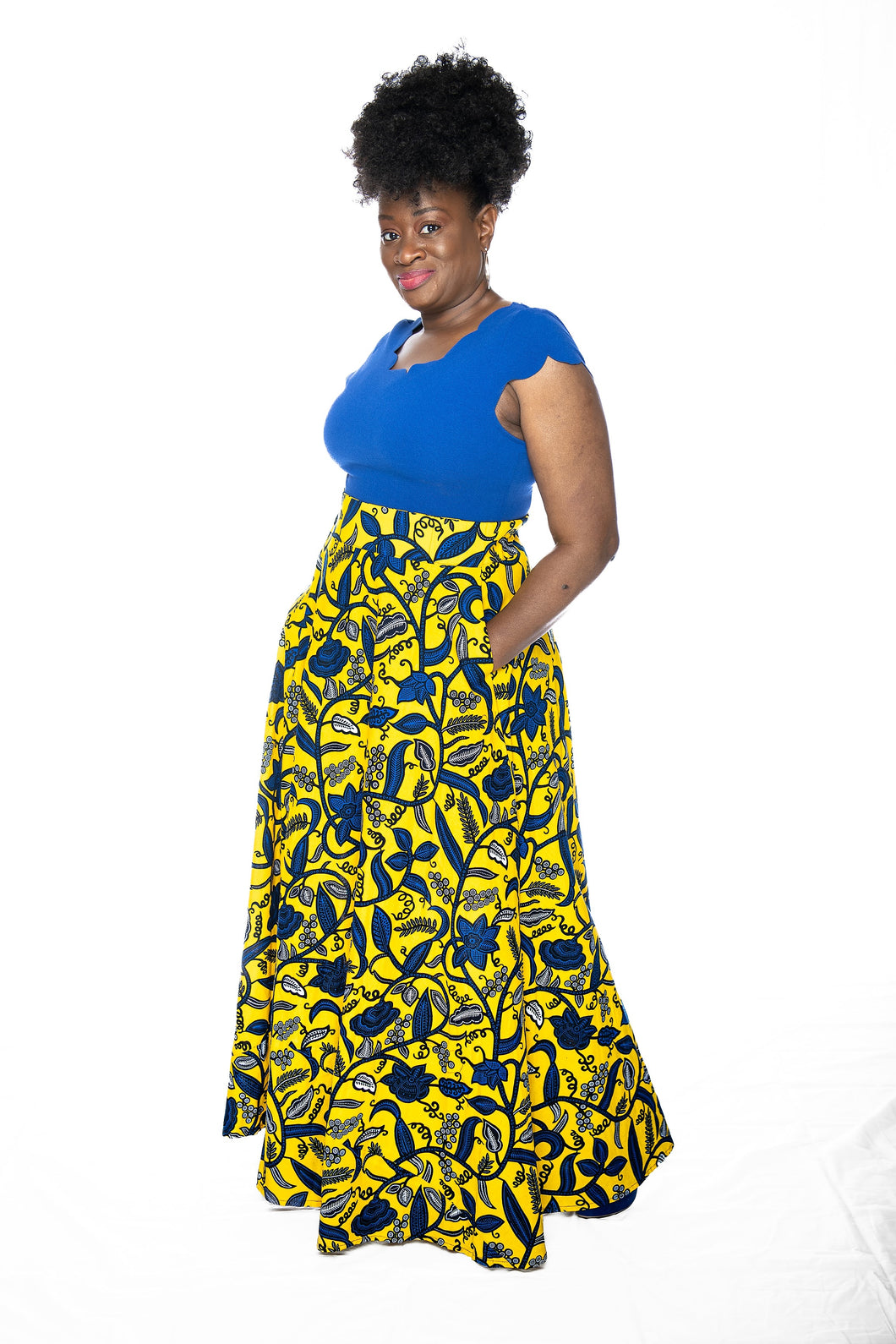 Yellow and blue maxi skirt